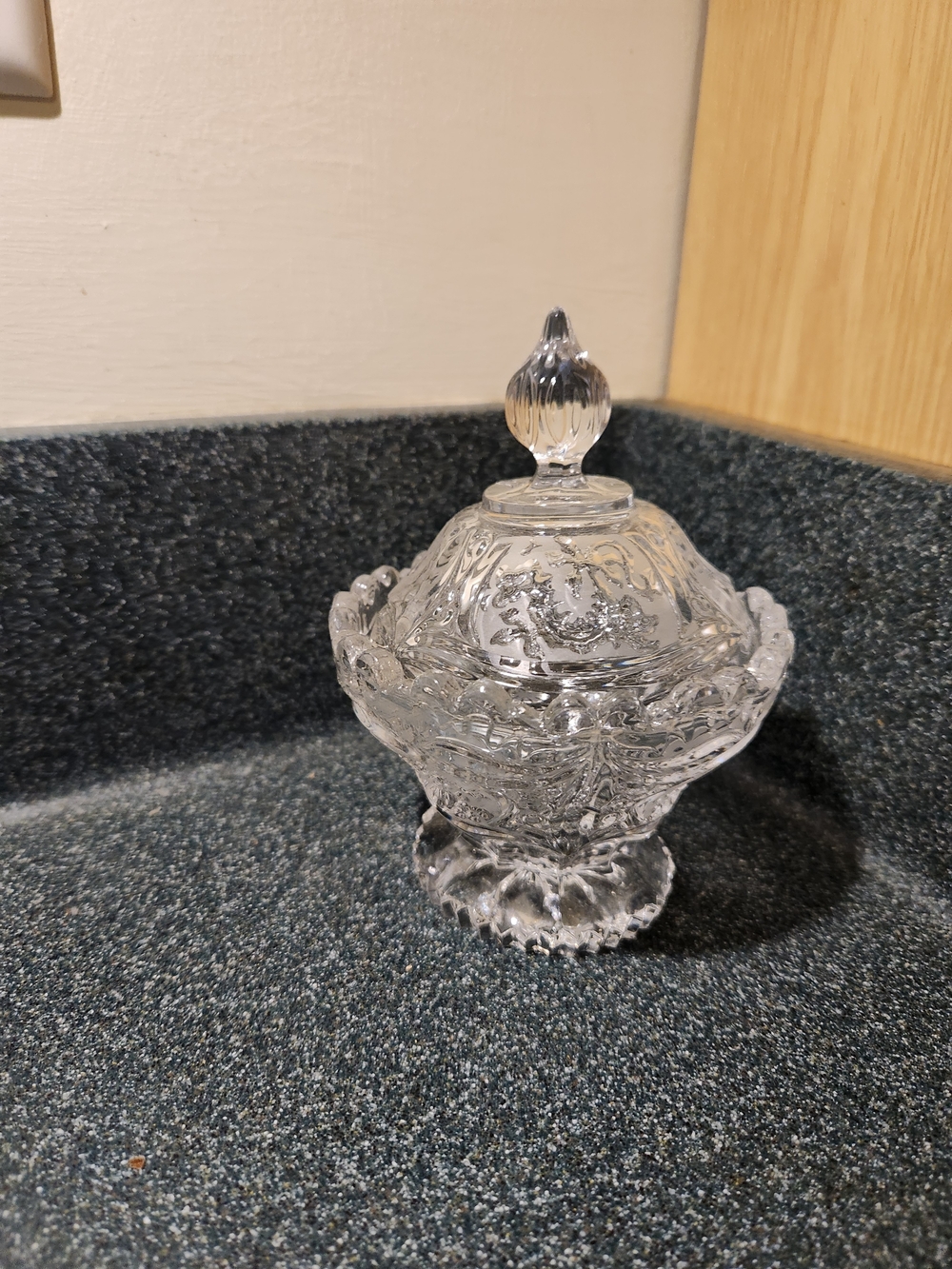 Hofbauer Dragon Frosted Glass Covered Candy Dish - 1950's